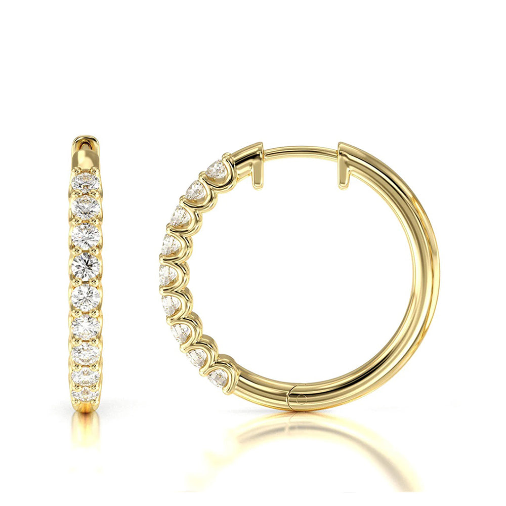 Diamond Hoop Earrings with 18KT Yellow Gold / Lab / 1/2 Cut Diamond in 14KT Yellow Gold / Lab / 1/2 view 4
