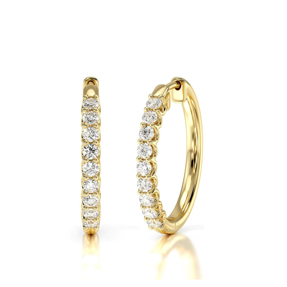 Diamond Hoop Earrings with 18KT Yellow Gold / Lab / 1/2 Cut Diamond in 14KT Yellow Gold / Lab / 1/2 view 1
