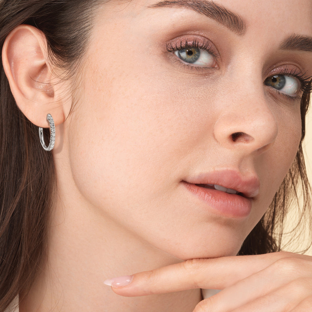 Diamond Hoop Earrings with 18KT Yellow Gold / Lab / 1 1/2 Cut Diamond in 14KT Yellow Gold / Lab / 1 1/2 view 3
