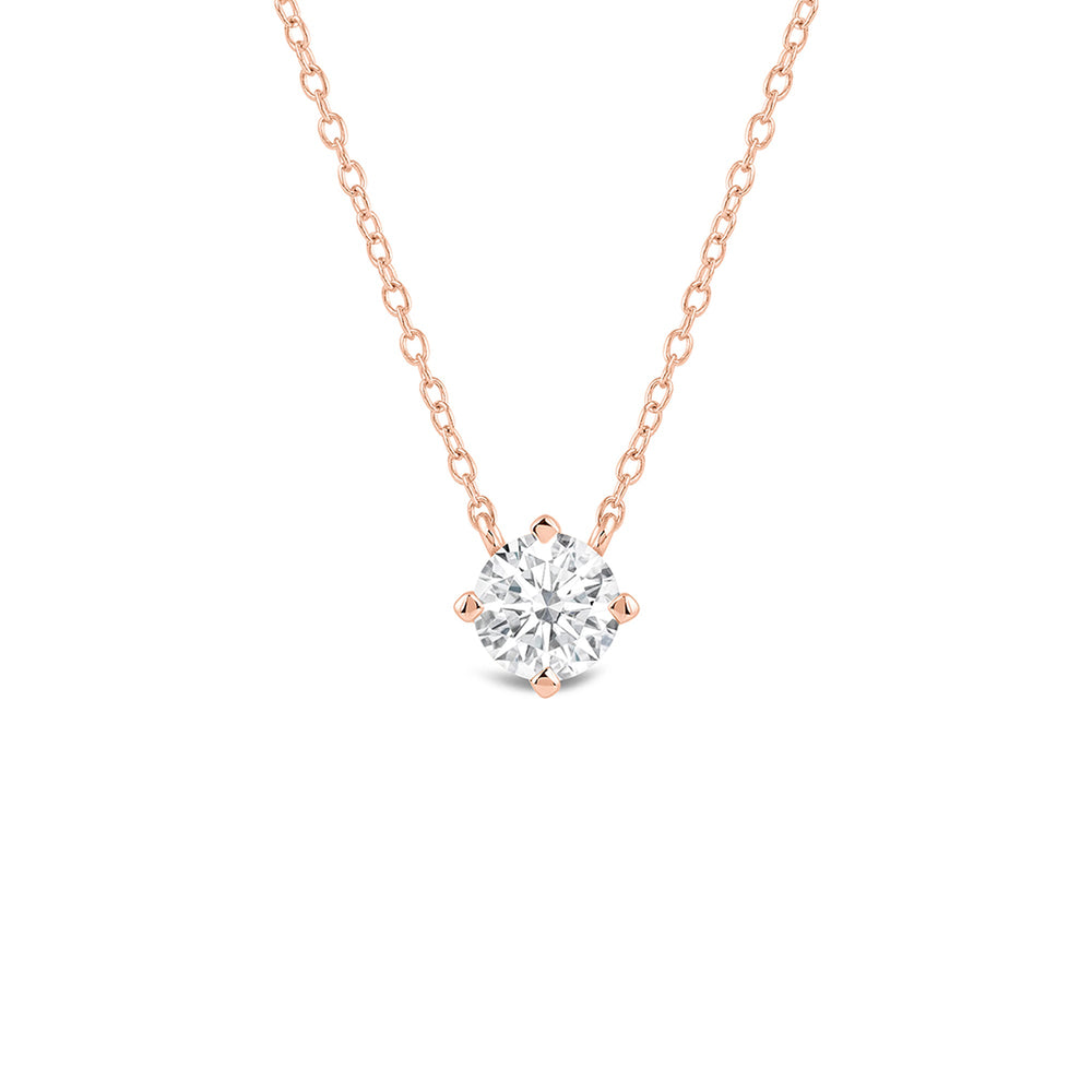 Kite Set Round Lab Created Diamond Solitaire Pendant with 18KT Rose Gold / Lab / 1 Cut Diamond in 14KT Rose Gold / Lab / 1 view 1
