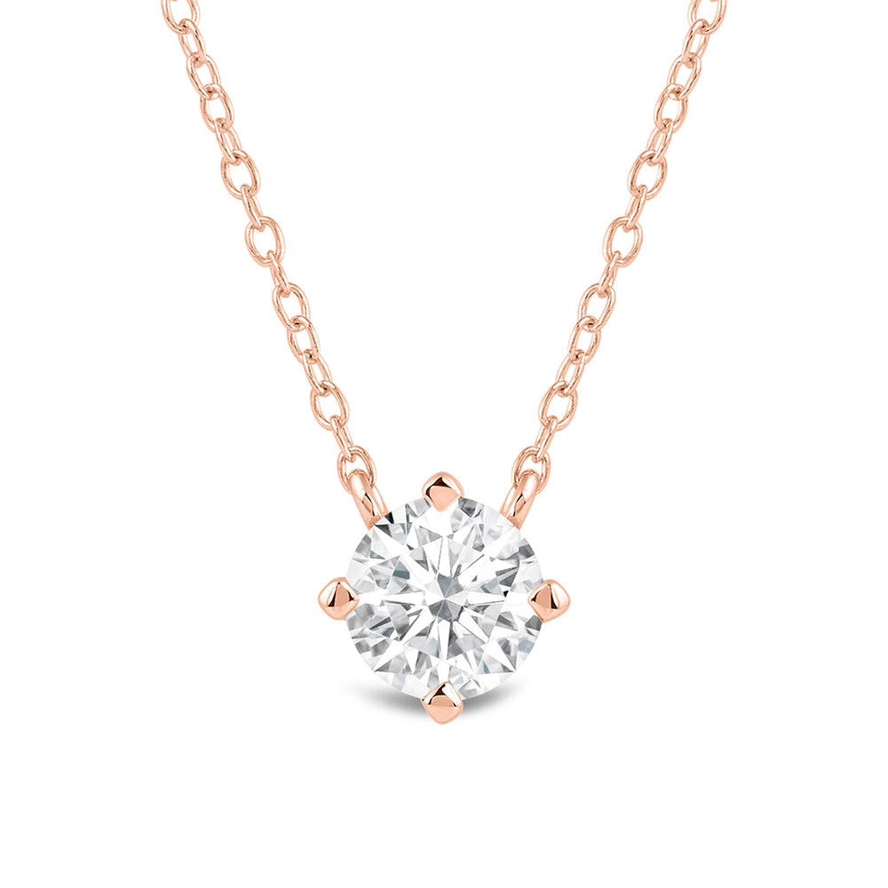 Kite Set Round Lab Created Diamond Solitaire Pendant with 18KT Rose Gold / Lab / 1 Cut Diamond in 14KT Rose Gold / Lab / 1 view 4
