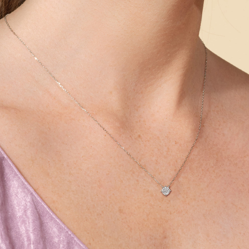 Kite Set Round Lab Created Diamond Solitaire Pendant with 18KT White Gold / Lab / 1 Cut Diamond in 14KT White Gold / Lab / 1 view 2
