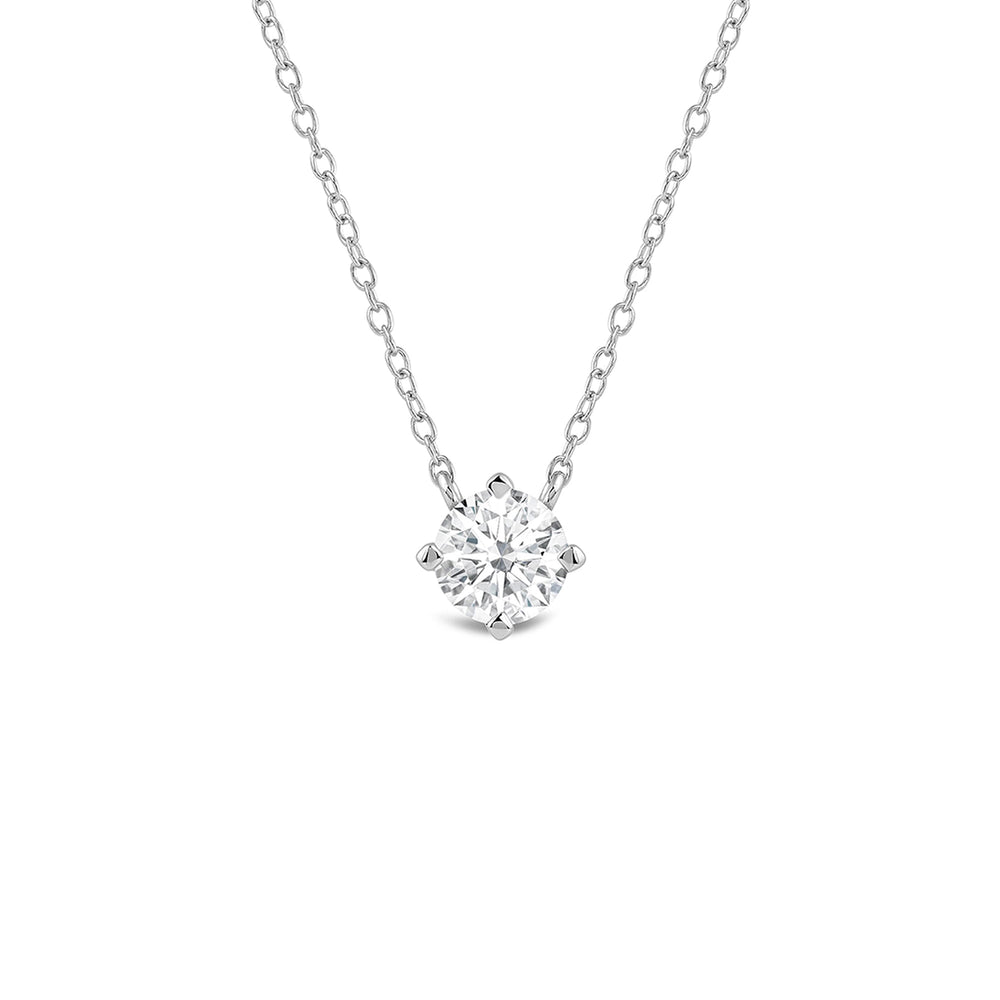 Kite Set Round Lab Created Diamond Solitaire Pendant with 18KT White Gold / Lab / 1 Cut Diamond in 14KT White Gold / Lab / 1 view 1

