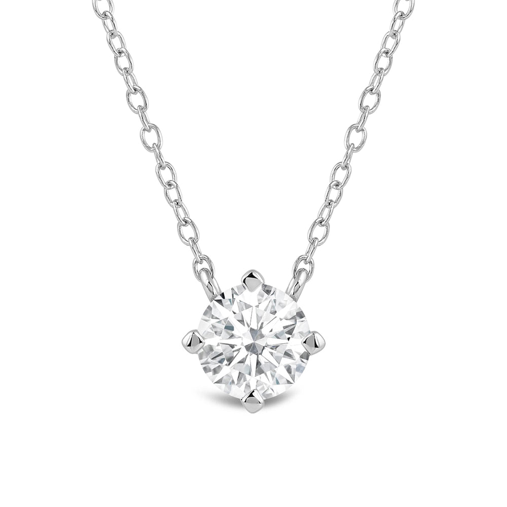 Kite Set Round Lab Created Diamond Solitaire Pendant with 18KT White Gold / Lab / 1 Cut Diamond in 14KT White Gold / Lab / 1 view 4
