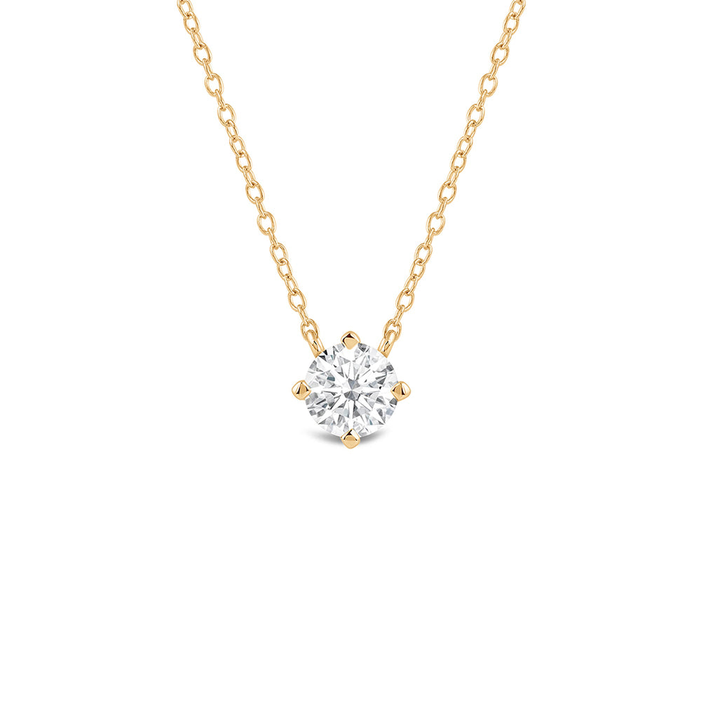 Kite Set Round Lab Created Diamond Solitaire Pendant with 18KT Yellow Gold / Lab / 1 Cut Diamond in 14KT Yellow Gold / Lab / 1 view 1
