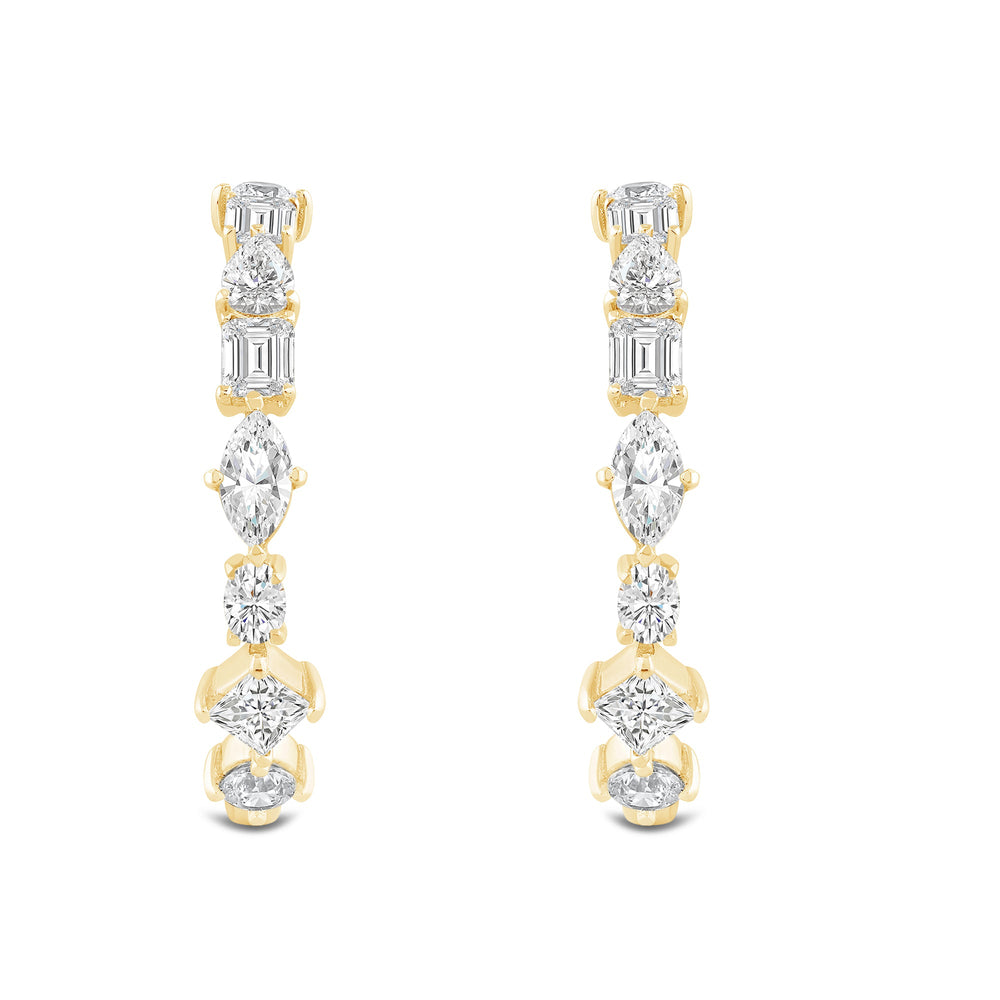 Mixed Fancy Shape Diamond Hoop Earrings with 18KT Yellow Gold / Lab / 2 1/2 Cut Diamond in 14KT Yellow Gold / Lab / 2 1/2 view 2
