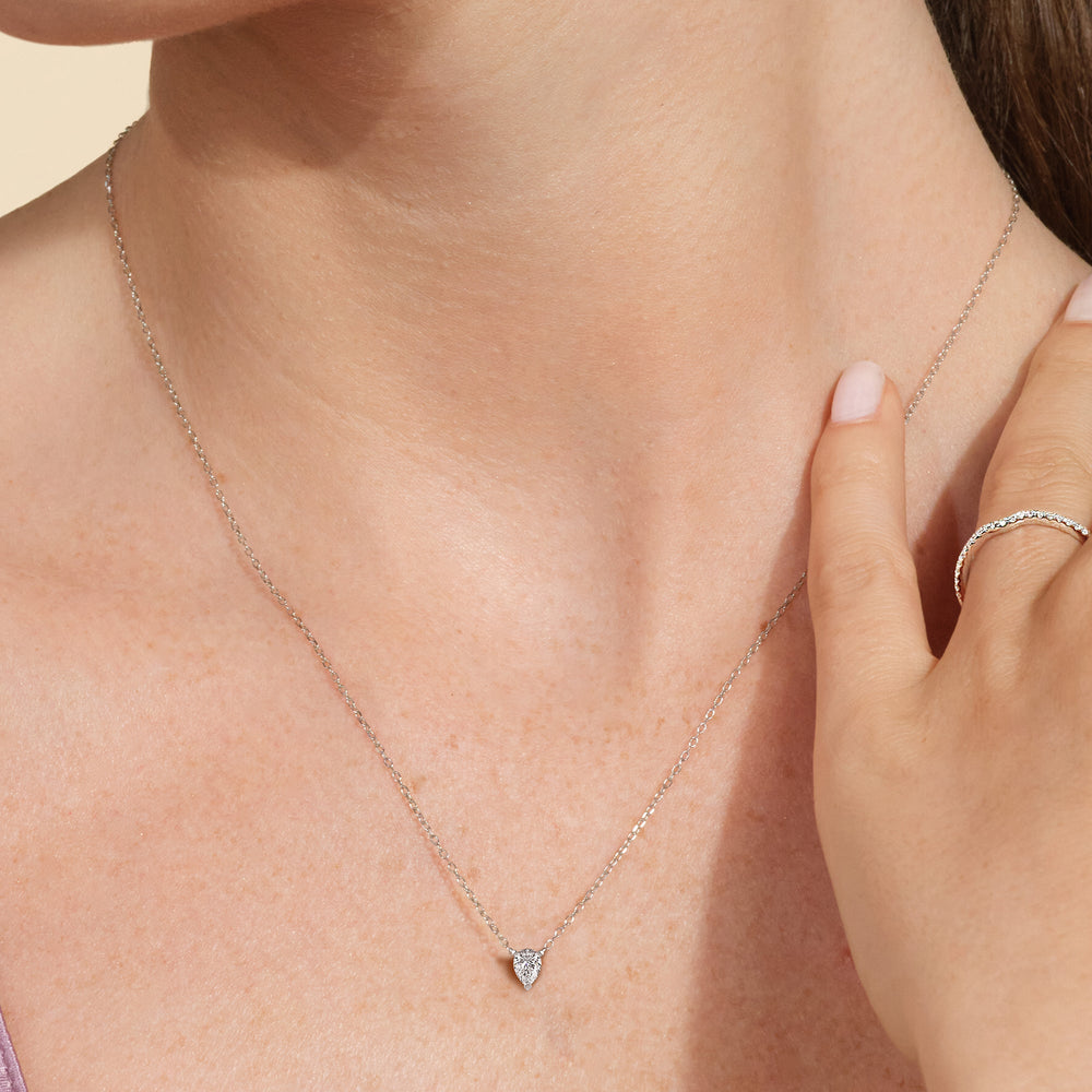 3 Prong Point Down Lab Created Diamond Pear Drop Solitaire Necklace with 18KT Rose Gold / Lab / 1/2 Cut Diamond in 14KT Rose Gold / Lab / 1/2 view 2
