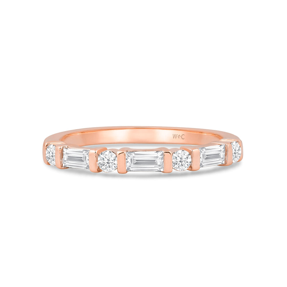 Baguette Bar Set Slim Diamond Fashion Ring with 18KT Rose Gold / Lab / 1/2 Cut Diamond in 14KT Rose Gold / Lab / 1/2 view 1
