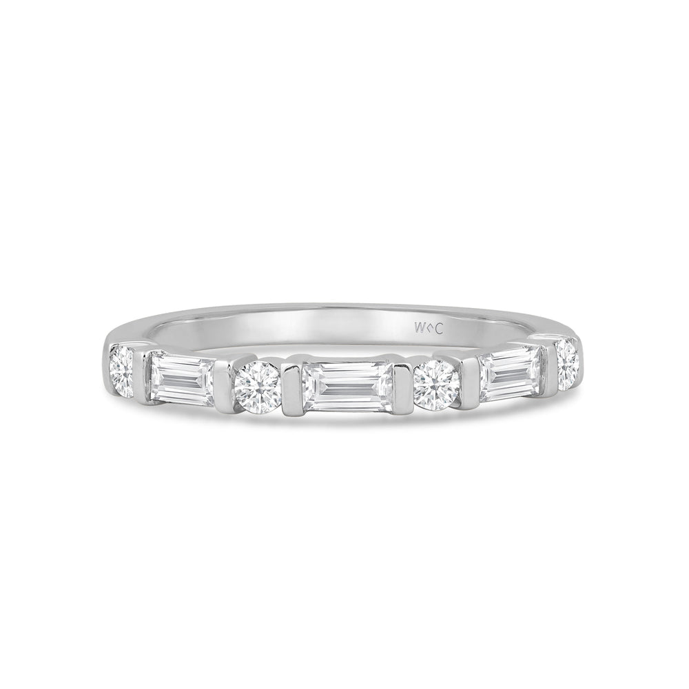 Baguette Bar Set Slim Diamond Fashion Ring with 18KT White Gold / Lab / 1/2 Cut Diamond in 14KT White Gold / Lab / 1/2 view 1
