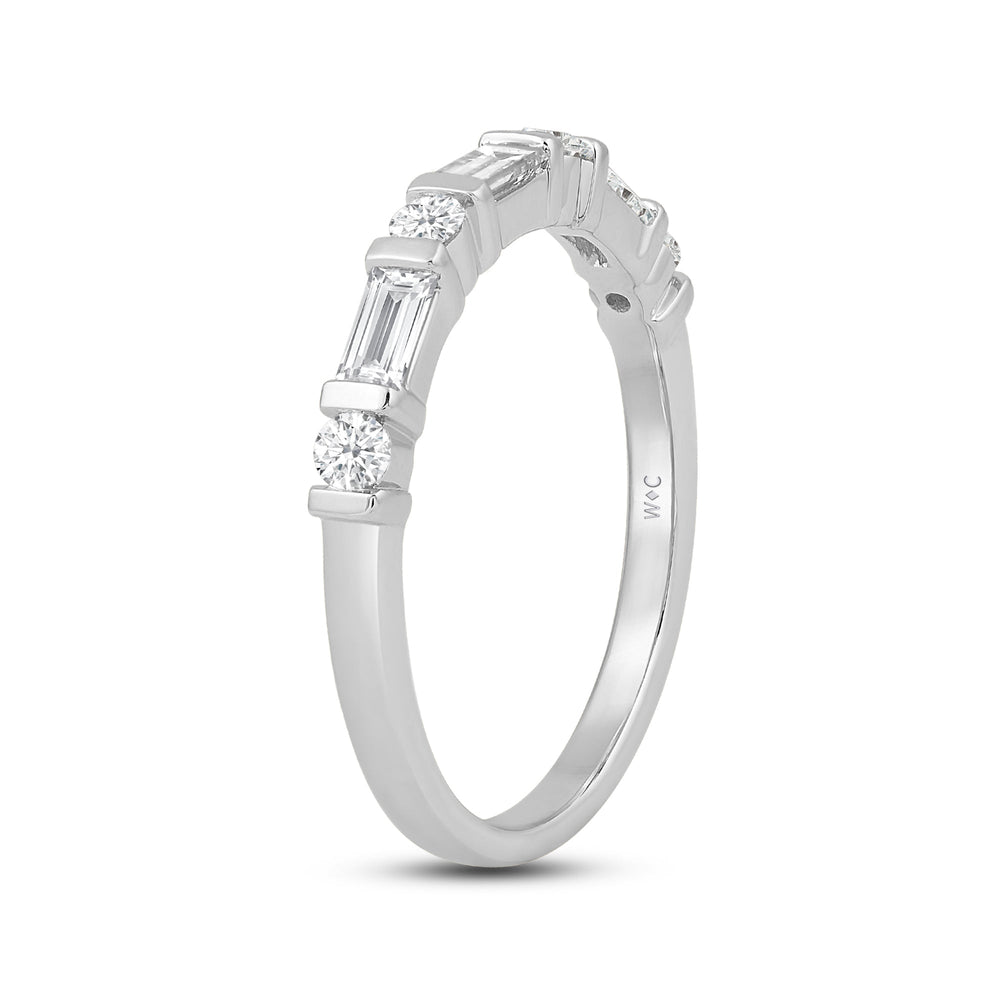 Baguette Bar Set Slim Diamond Fashion Ring with 18KT White Gold / Lab / 1/2 Cut Diamond in 14KT White Gold / Lab / 1/2 view 4
