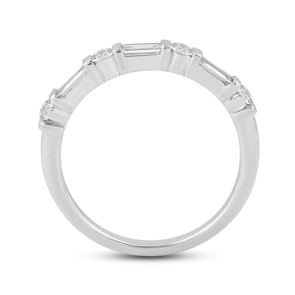 Baguette Bar Set Slim Diamond Fashion Ring with 18KT White Gold / Lab / 1/2 Cut Diamond in 14KT White Gold / Lab / 1/2 view 2
