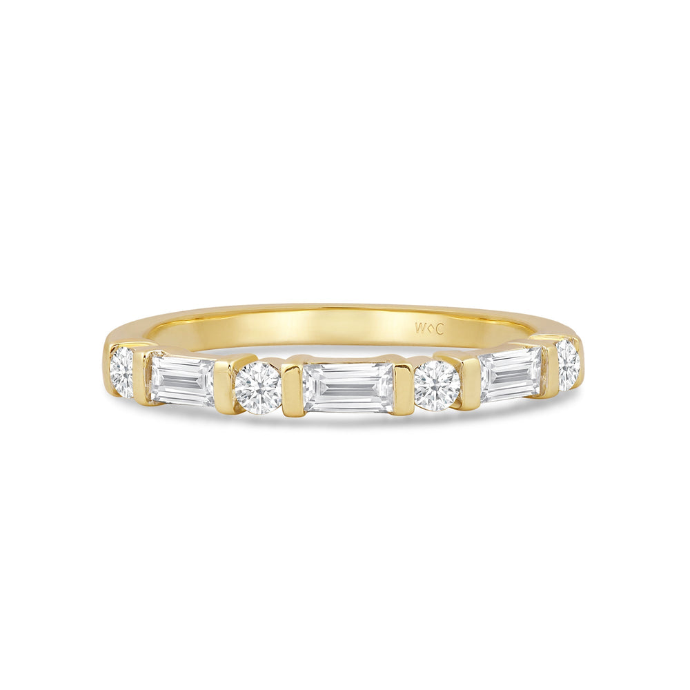 Baguette Bar Set Slim Diamond Fashion Ring with 18KT Yellow Gold / Lab / 1/2 Cut Diamond in 14KT Yellow Gold / Lab / 1/2 view 1
