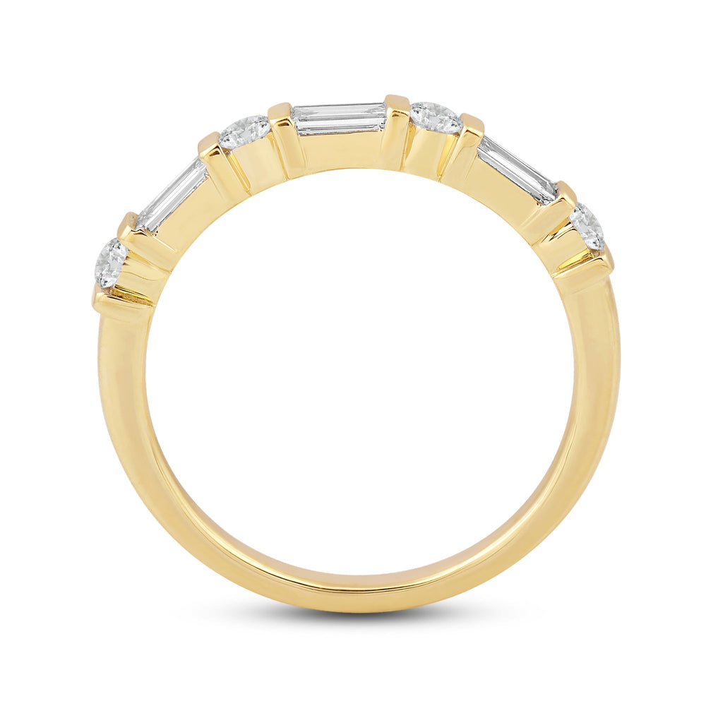 Baguette Bar Set Slim Diamond Fashion Ring with 18KT Yellow Gold / Lab / 1/2 Cut Diamond in 14KT Yellow Gold / Lab / 1/2 view 2
