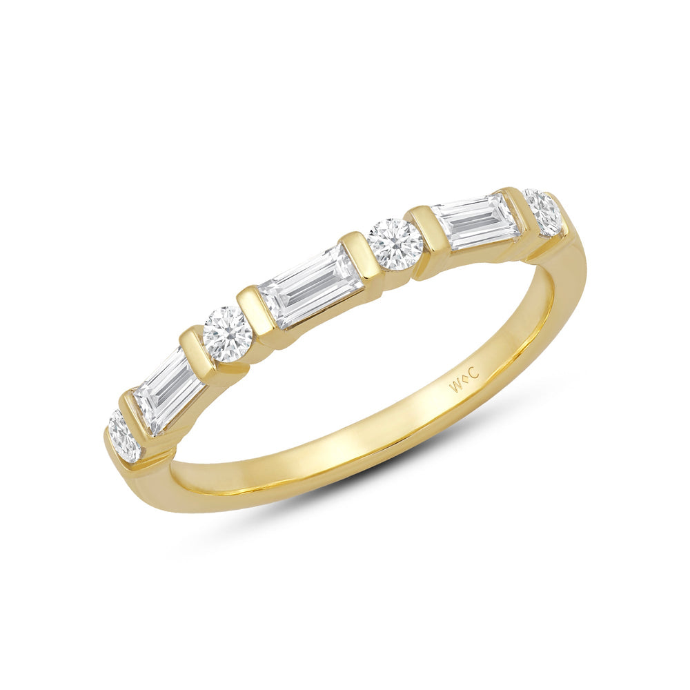 Baguette Bar Set Slim Diamond Fashion Ring with 18KT Yellow Gold / Lab / 1/2 Cut Diamond in 14KT Yellow Gold / Lab / 1/2 view 3
