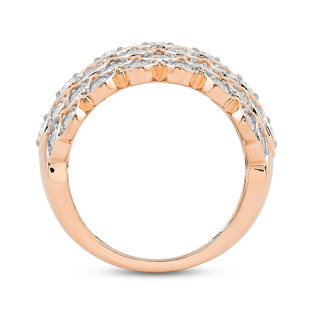 Broad Fish Scale Diamond Cluster Ring with 18KT Rose Gold / Lab / 1 1/2 Cut Diamond in 14KT Rose Gold / Lab / 1 1/2 view 2
