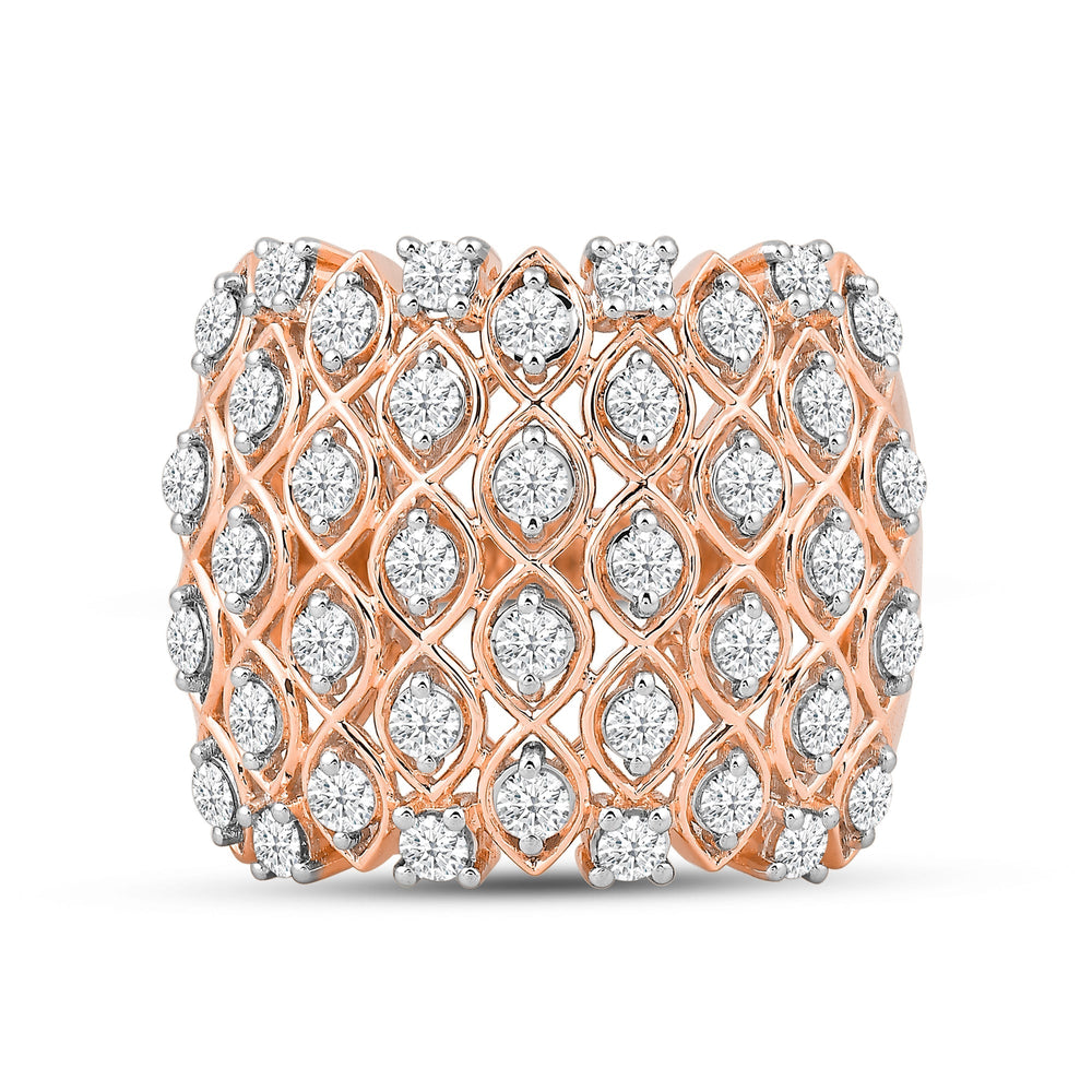 Statement Diamond Broad Ring with 18KT Rose Gold / Lab / 1 1/3 Cut Diamond in 14KT Rose Gold / Lab / 1 1/3 view 1
