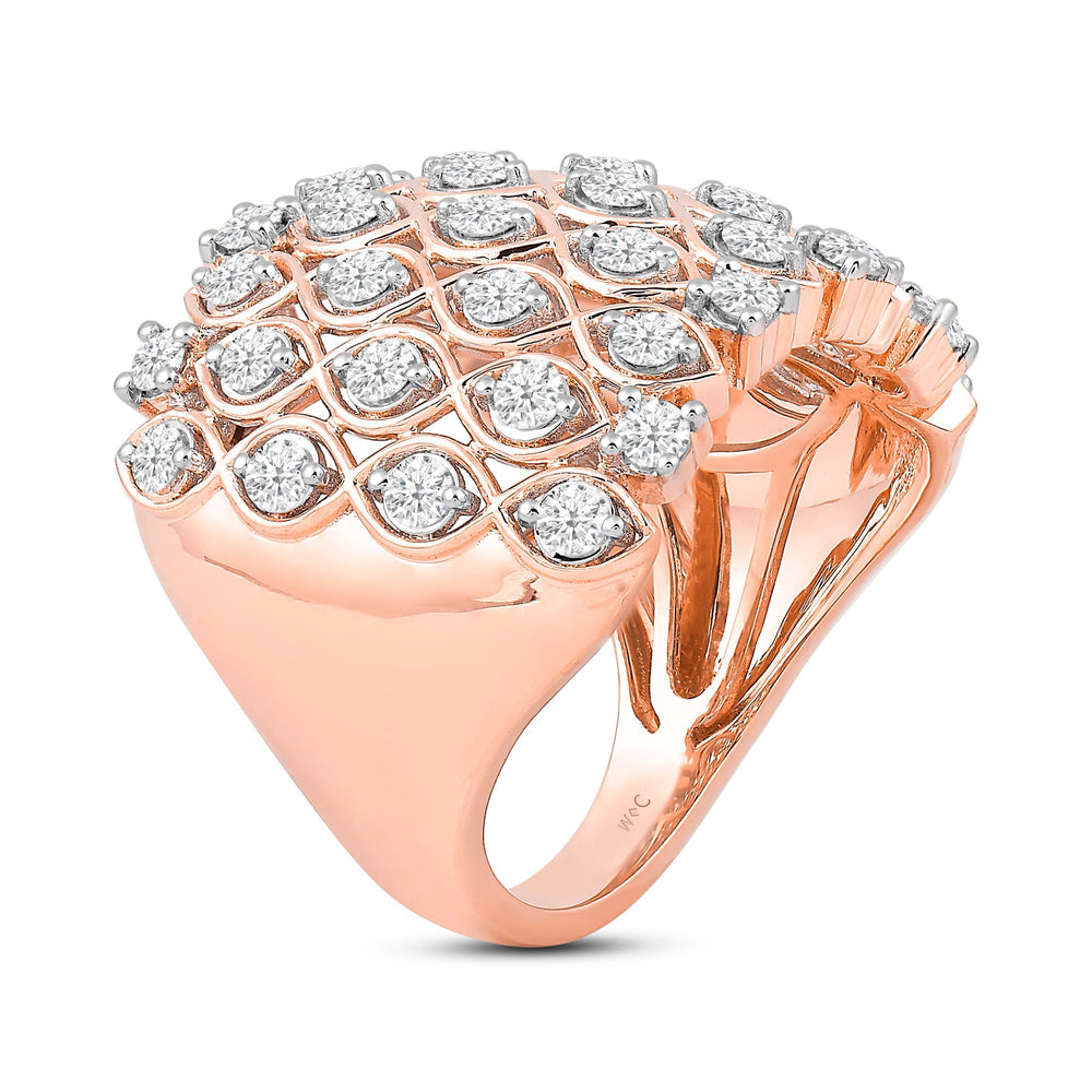 Statement Diamond Broad Ring with 18KT Rose Gold / Lab / 1 1/3 Cut Diamond in 14KT Rose Gold / Lab / 1 1/3 view 4
