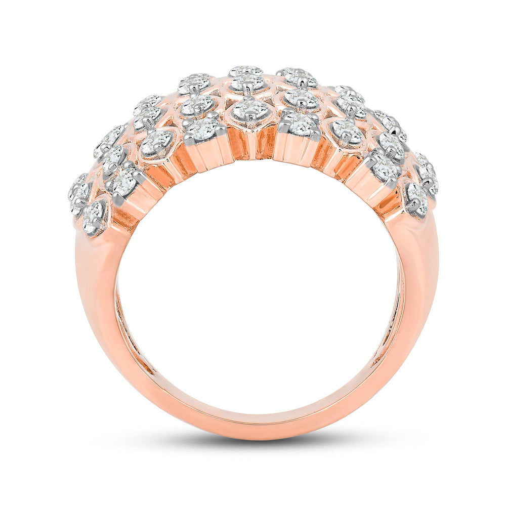 Statement Diamond Broad Ring with 18KT Rose Gold / Lab / 1 1/3 Cut Diamond in 14KT Rose Gold / Lab / 1 1/3 view 2
