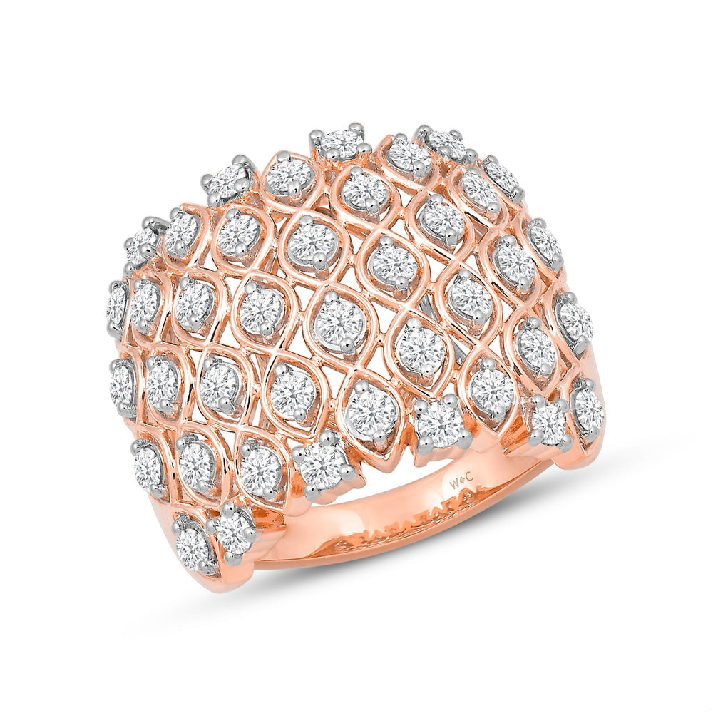 Statement Diamond Broad Ring with 18KT Rose Gold / Lab / 1 1/3 Cut Diamond in 14KT Rose Gold / Lab / 1 1/3 view 3
