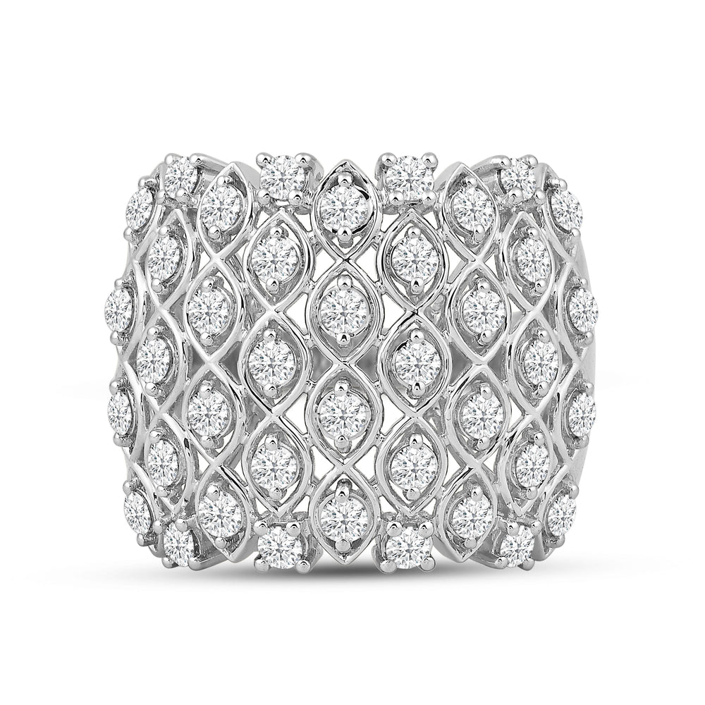 Statement Diamond Broad Ring with 18KT White Gold / Lab / 1 1/3 Cut Diamond in 14KT White Gold / Lab / 1 1/3 view 1
