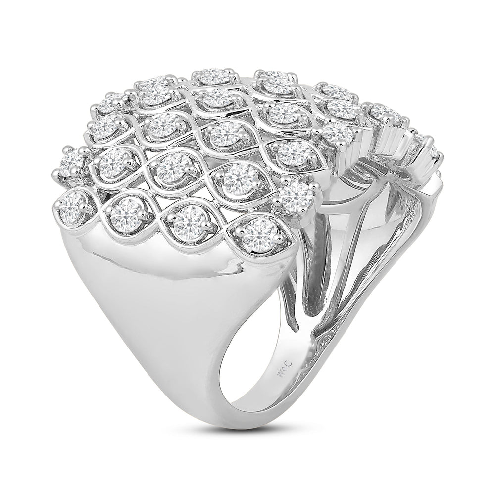 Statement Diamond Broad Ring with 18KT White Gold / Lab / 1 1/3 Cut Diamond in 14KT White Gold / Lab / 1 1/3 view 4
