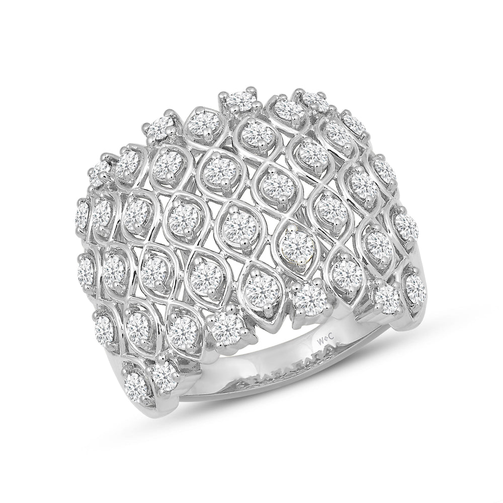 Statement Diamond Broad Ring with 18KT White Gold / Lab / 1 1/3 Cut Diamond in 14KT White Gold / Lab / 1 1/3 view 3
