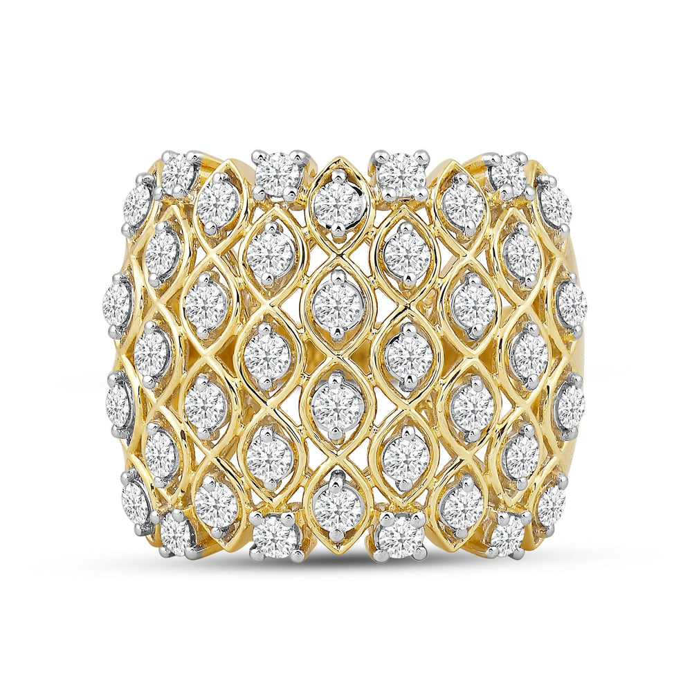 Statement Diamond Broad Ring with 18KT Yellow Gold / Lab / 1 1/3 Cut Diamond in 14KT Yellow Gold / Lab / 1 1/3 view 1
