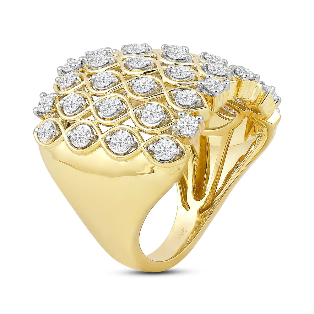 Statement Diamond Broad Ring with 18KT Yellow Gold / Lab / 1 1/3 Cut Diamond in 14KT Yellow Gold / Lab / 1 1/3 view 4
