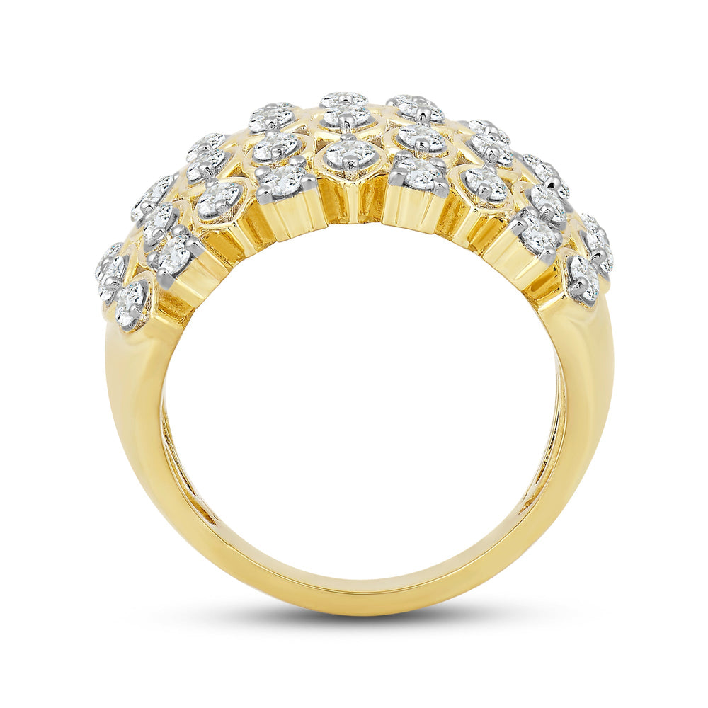Statement Diamond Broad Ring with 18KT Yellow Gold / Lab / 1 1/3 Cut Diamond in 14KT Yellow Gold / Lab / 1 1/3 view 2
