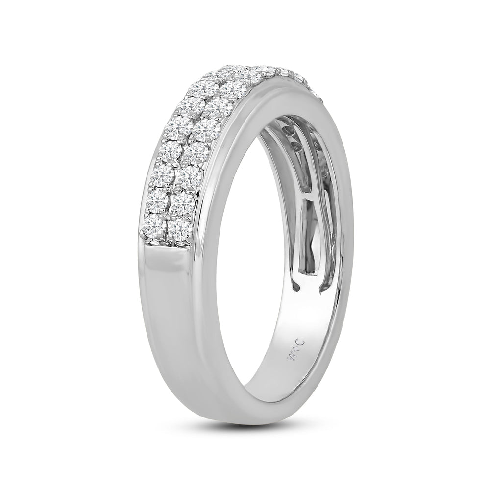 Two Row Pave Classic Diamond Ring with 18KT White Gold / Lab / 1/2 Cut Diamond in 14KT White Gold / Lab / 1/2 view 4
