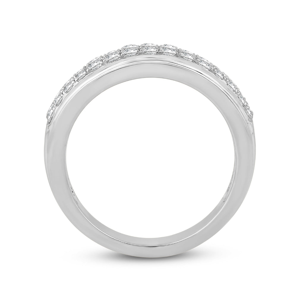 Two Row Pave Classic Diamond Ring with 18KT White Gold / Lab / 1/2 Cut Diamond in 14KT White Gold / Lab / 1/2 view 2
