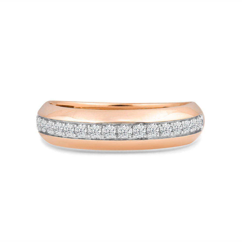 Studded Bevel Edge Diamond Ring with 18KT Rose Gold / Lab / 1/4 Cut Diamond in 14KT Rose Gold / Lab / 1/4 view 1
