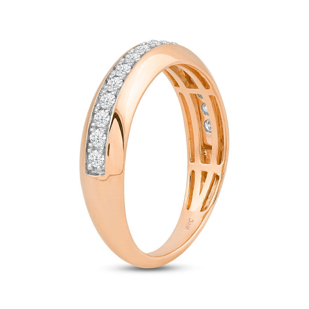 Studded Bevel Edge Diamond Ring with 18KT Rose Gold / Lab / 1/4 Cut Diamond in 14KT Rose Gold / Lab / 1/4 view 4
