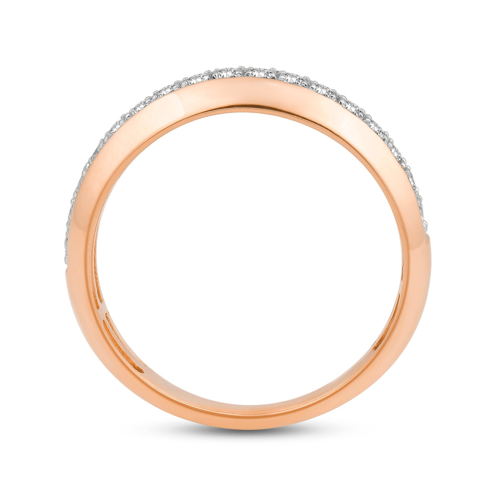 Studded Bevel Edge Diamond Ring with 18KT Rose Gold / Lab / 1/4 Cut Diamond in 14KT Rose Gold / Lab / 1/4 view 2
