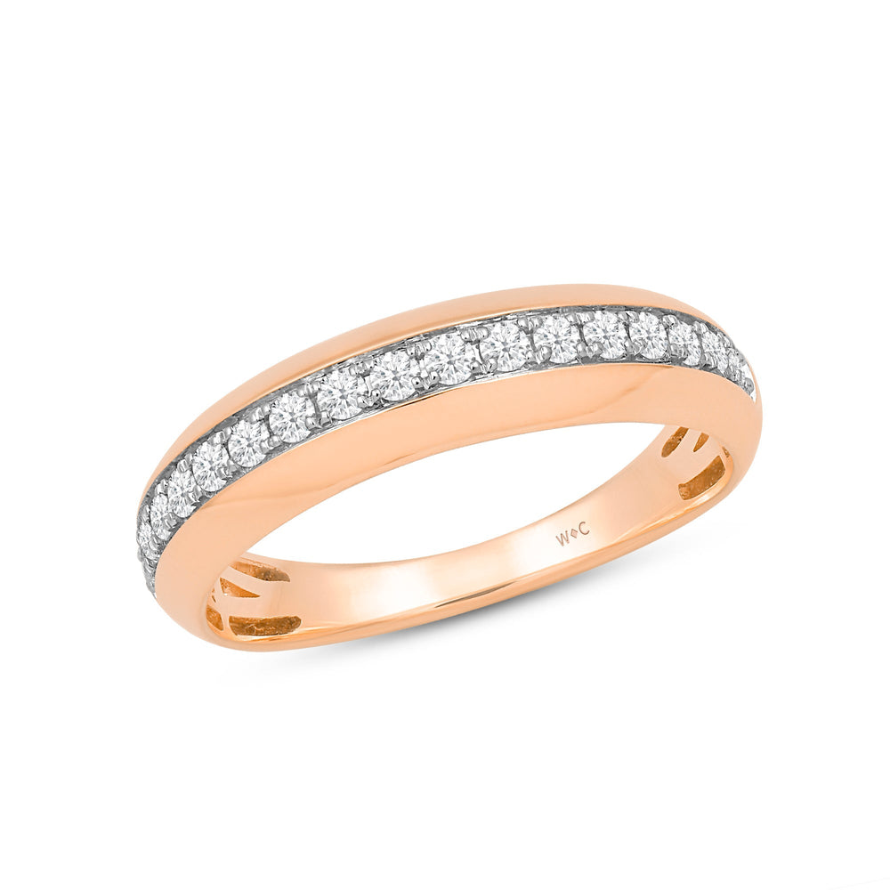 Studded Bevel Edge Diamond Ring with 18KT Rose Gold / Lab / 1/4 Cut Diamond in 14KT Rose Gold / Lab / 1/4 view 3
