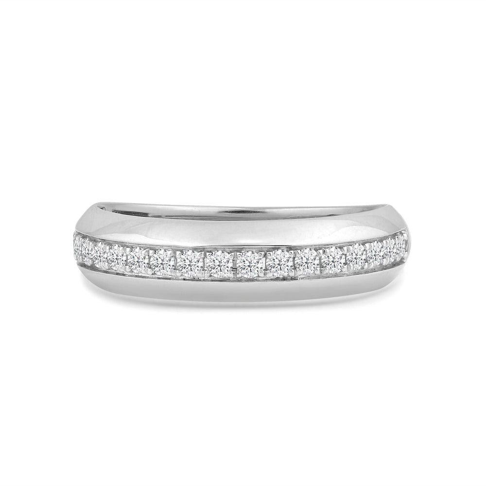 Studded Bevel Edge Diamond Ring with 18KT White Gold / Lab / 1/4 Cut Diamond in 14KT White Gold / Lab / 1/4 view 1
