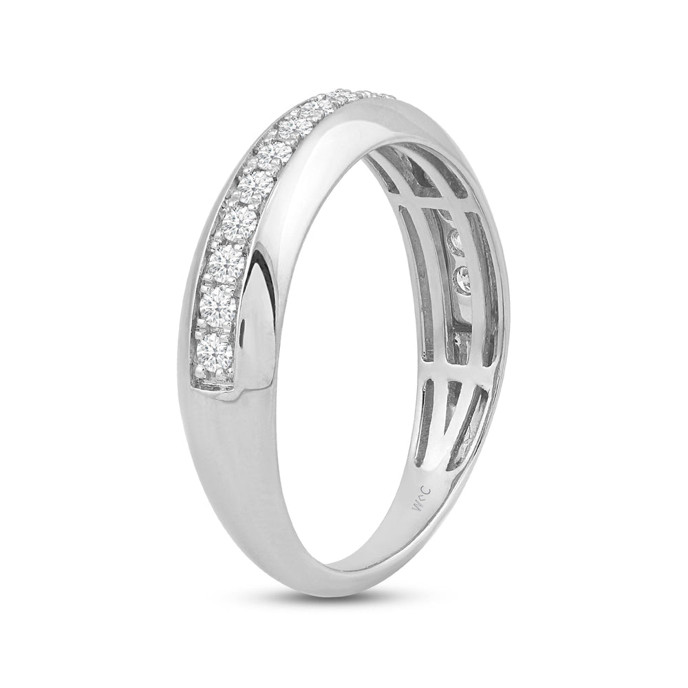 Studded Bevel Edge Diamond Ring with 18KT White Gold / Lab / 1/4 Cut Diamond in 14KT White Gold / Lab / 1/4 view 4
