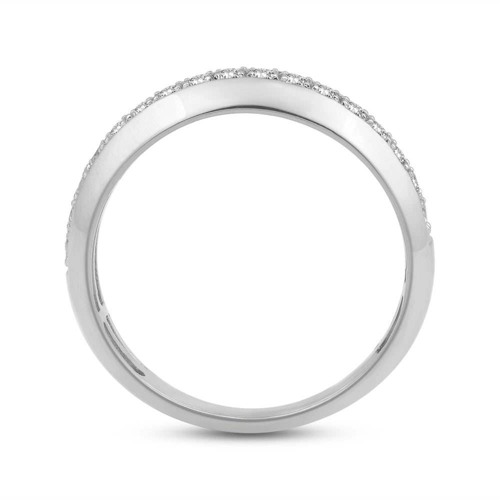 Studded Bevel Edge Diamond Ring with 18KT White Gold / Lab / 1/4 Cut Diamond in 14KT White Gold / Lab / 1/4 view 2
