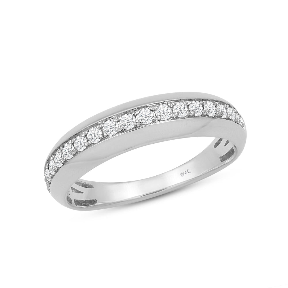 Studded Bevel Edge Diamond Ring with 18KT White Gold / Lab / 1/4 Cut Diamond in 14KT White Gold / Lab / 1/4 view 3
