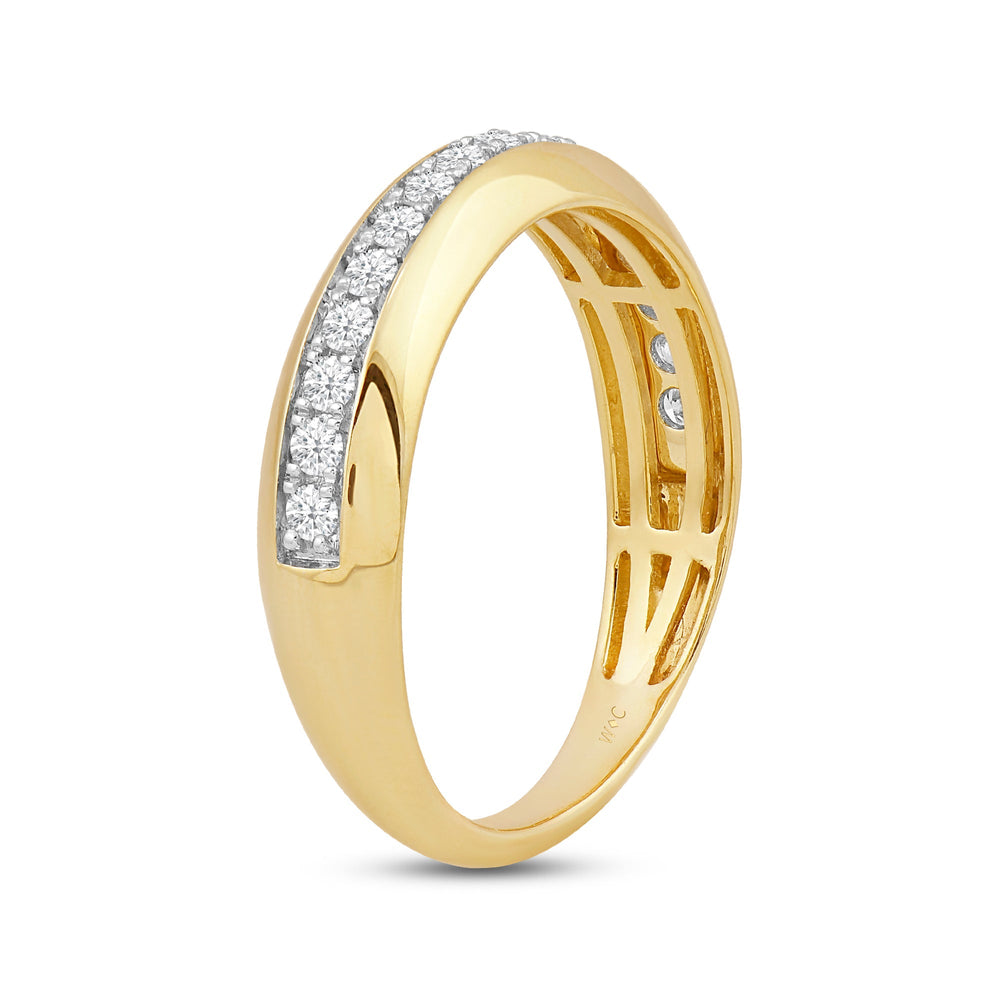 Studded Bevel Edge Diamond Ring with 18KT Yellow Gold / Lab / 1/4 Cut Diamond in 14KT Yellow Gold / Lab / 1/4 view 4

