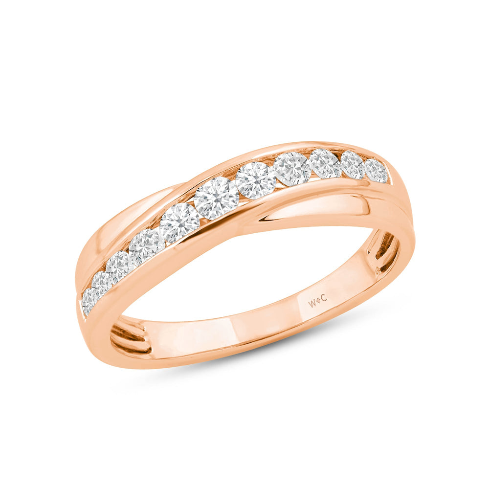 Wavy Diamond Fashion Ring with 18KT Rose Gold / Lab / 3/8 Cut Diamond in 14KT Rose Gold / Lab / 3/8 view 3

