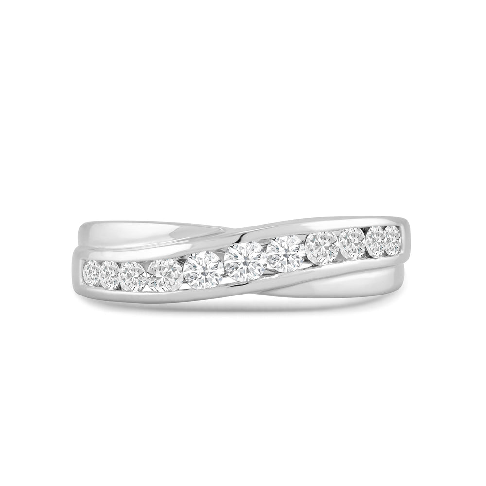 Wavy Diamond Fashion Ring with 18KT White Gold / Lab / 3/8 Cut Diamond in 14KT White Gold / Lab / 3/8 view 1
