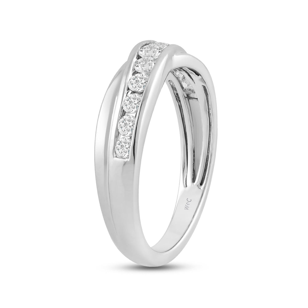 Wavy Diamond Fashion Ring with 18KT White Gold / Lab / 3/8 Cut Diamond in 14KT White Gold / Lab / 3/8 view 4
