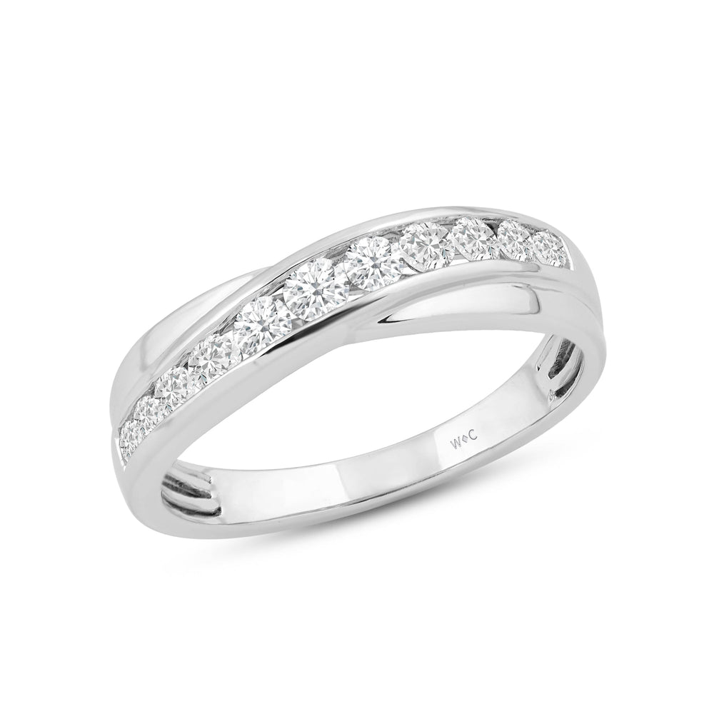 Wavy Diamond Fashion Ring with 18KT White Gold / Lab / 3/8 Cut Diamond in 14KT White Gold / Lab / 3/8 view 3
