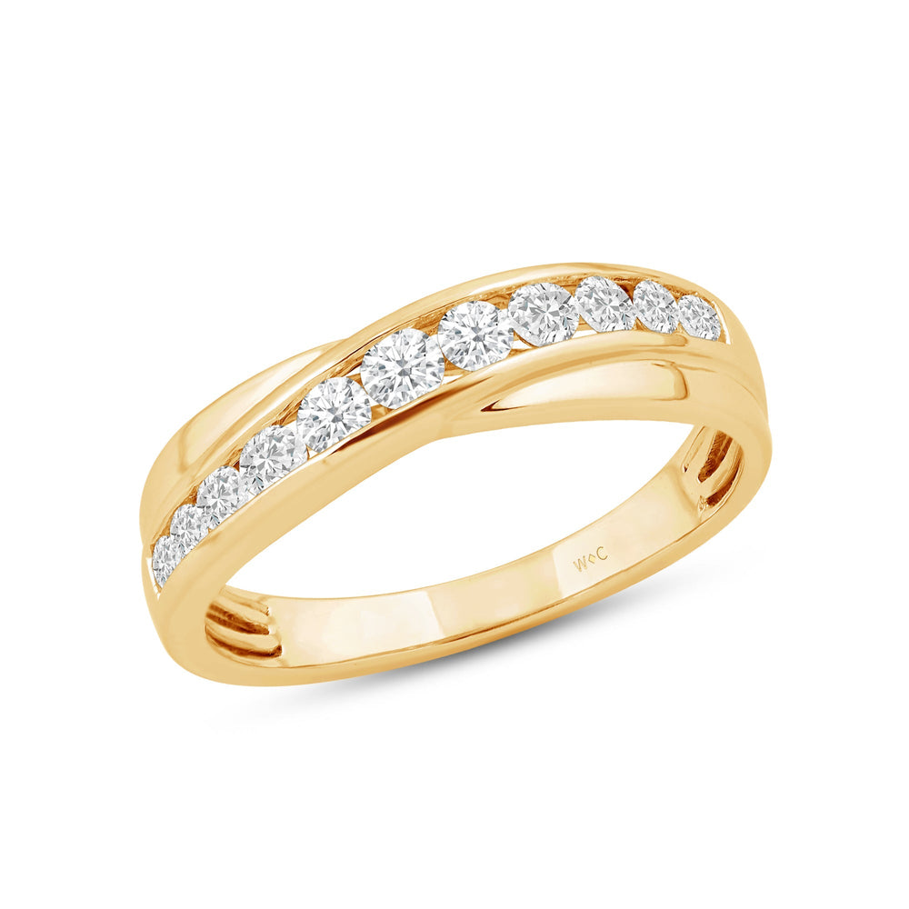 Wavy Diamond Fashion Ring with 18KT Yellow Gold / Lab / 3/8 Cut Diamond in 14KT Yellow Gold / Lab / 3/8 view 3
