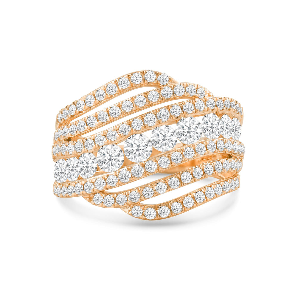 Cocktail Queen Diamond Fashion Ring with 18KT Rose Gold / Lab / 1 3/4 Cut Diamond in 14KT Rose Gold / Lab / 1 3/4 view 1

