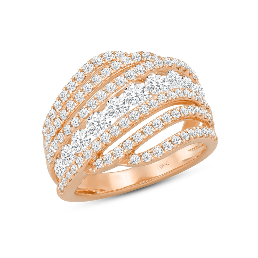 Cocktail Queen Diamond Fashion Ring with 18KT Rose Gold / Lab / 1 3/4 Cut Diamond in 14KT Rose Gold / Lab / 1 3/4 view 3

