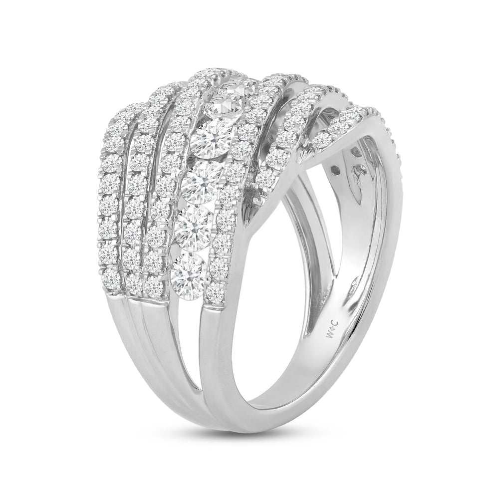 Cocktail Queen Diamond Fashion Ring with 18KT White Gold / Lab / 1 3/4 Cut Diamond in 14KT White Gold / Lab / 1 3/4 view 4
