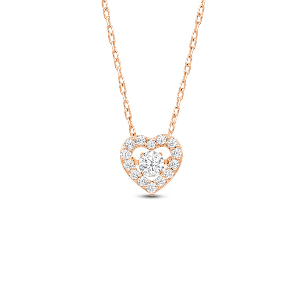 Dancing Diamonds Heart Necklace with 18KT Rose Gold / Lab / 1/4 Cut Diamond in 14KT Rose Gold / Lab / 1/4 view 1
