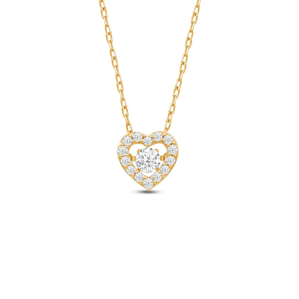 Dancing Diamonds Heart Necklace with 18KT Yellow Gold / Lab / 1/4 Cut Diamond in 14KT Yellow Gold / Lab / 1/4 view 1
